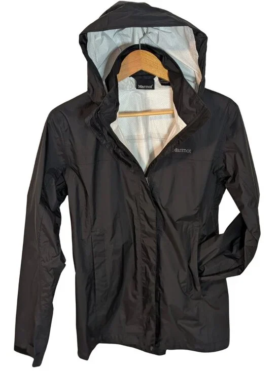 Marmot Black Lightweight Rain Jacket Hooded Utility Vented | Size M NWOT - Picture 3 of 17